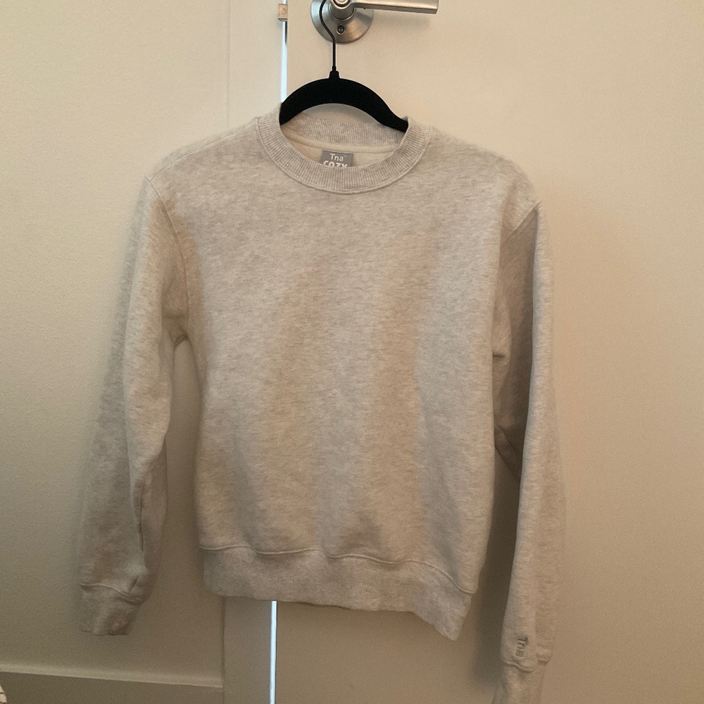 Aritzia Cozy Fleece Sweatshirt Heather Cloud White